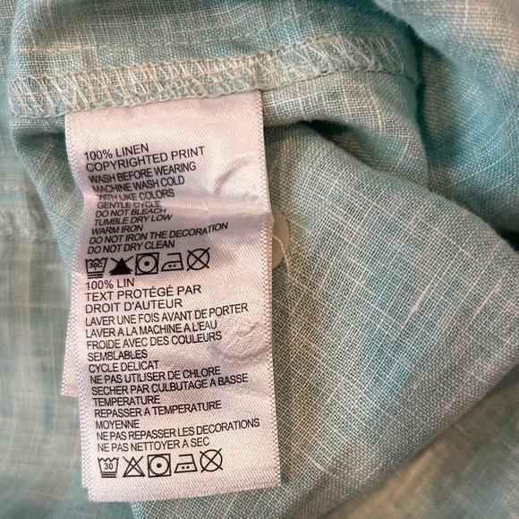 Tommy Bahama Men's 100% Linen Long Sleeve Shirt 3XLB‎ BIG Turquoise Martini - Picture 7 of 7